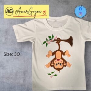 Hand painted T-shirt with Funny Monkey hanging from branch - Image 3