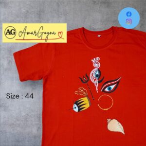 Hand Painted Festive T-Shirt Red - Image 1