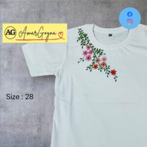 Embroidery Floral T-shirt White Kids - Image 1