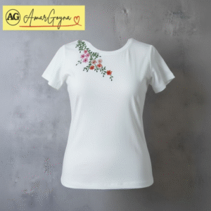 Embroidery Floral T-shirt White Kids - Image 2